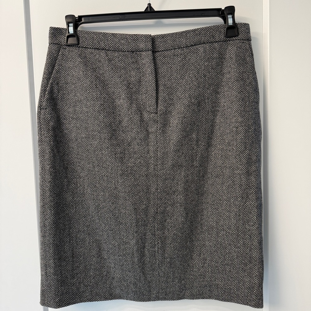Kors Michael Kors Wool Cashmere Herringbone Pencil Skirt 12 Made in Italy 90s